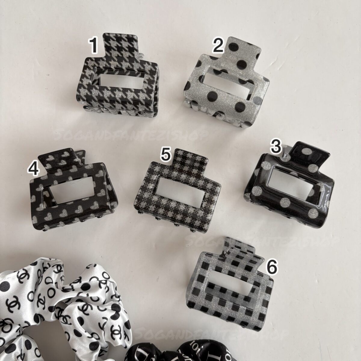 کلیپس شاینی سفید مشکی